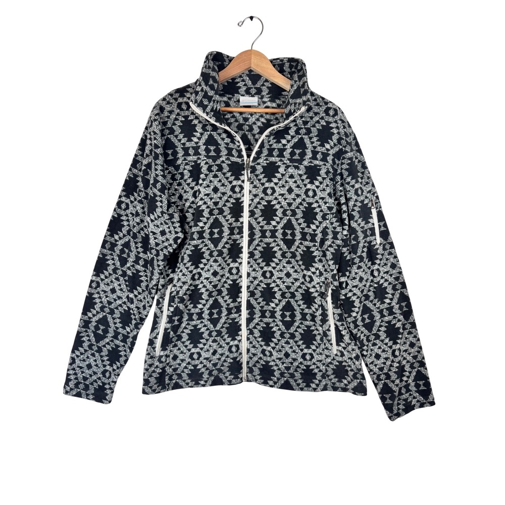 Columbia Fleece Jacket XXL Full Zip Aztec Geometric Print Outdoor Gorpcore